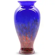 Hand Blown Glass Vase 11.8" Tall Blue Sea Glass Vase for Table Centerpieces, ...