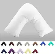 TAOSON 100% Cotton 300 Thread Count Soild Envelope Style V Shaped/Tri/Boomerang Standard Pillow Case Cushion Cover Only Cover No Insert (White)