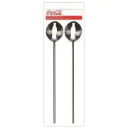 2 x 2pc TableCraft Coca-Cola Coke Stainless Steel Beverage Cocktail Stirrer