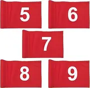 Numbered Solid Golf Flag with Tube Inserted,8” L x 6”H Mini Putting Green Flags for Yard Indoor Outdoor Backyard Garden, 420D Nylon Mini Pin Flags (Upgraded double-sided Red Flags 5 Sets #5,6,7,8,9)