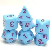 New 7 Piece Polyhedral Opaque Blue Jay Dice Set W/ Dice Bag Pastel DND RPG