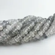 Cloudy Gray Quartz Faceted Rondelle Beads 4x6mm 5x8mm 15.5" Strand