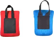 2PCS Mini Pocket Picnic Blanket Red + Blue Durable Lightweight Waterproof Sand P