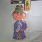 NOS~Die Cut~Vintage~1975 Halloween Beistle~38"Jointed~Black Light Scarecrow~USA