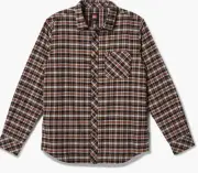 New Quicksilver Men's Classic Fit Legends Flannel Shirt Black Orange Plaid L