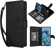 [Procarcasa] for Google Pixel 7a 5G Wallet Case,for Pixel 7a Case[7 Card Holders][Wrist Strap] PU Leather Wallet Shockproof Stand Kickstand Magnetic Clourse Phone Cover-Black