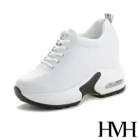 在飛比找momo購物網優惠-【HMH】真皮舒適輕量厚底氣墊內增高純色百搭休閒鞋(白)