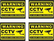 CCTV Signs Video Surveillance Sticker 24 Hours Video Recoding Sticker Self-Adhes