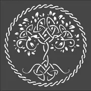 1- 5.5x5.5 inch Custom Cut Stencil, (NA-57) Twined Tree Of Life