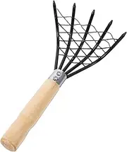 1Pc Stainless Steel Clam Rake with Comfortable Handle Durable Design for Easy Seafood Digging Compact with Net Bag for Convenient Storage