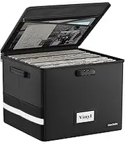 DocSafe Fireproof Record Storage Box Vinyl Record Case with Lock Record Case, black, 41x33x33cm, ID pocket