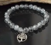 Cracked QUARTZ Sterling Silver 925 BODHI Tree of LIFE Bracelet