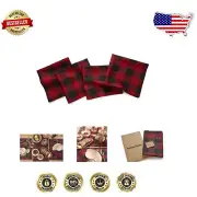 Handcrafted 100% Pure Linen Buffalo Check Napkins 20x20 - Red and Black Plaid
