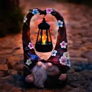 Outdoor Couple Gnome Decorations with Solar Light Lantern Double Cute Gnomes Res