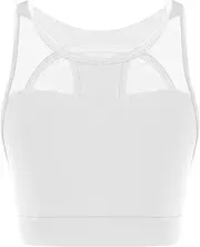 [FEESHOW] Kids Girls Training Sports Bras Sleeveless Racerback Tank Cami Crop Tops for Gymnastics Dance Yoga