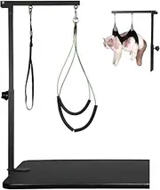 Wikdey Adjustable 33" Dog & Cat Grooming Arm with Pet Grooming Hammock, No Sit Haunch Holders for Small Pets, Secure Loop Noose – Grooming Table Accessories