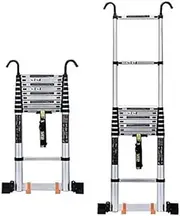 Telescopic Ladder Ladders Telescopic Ladder Multi-Purpose Aluminum Telescopic Ladder Portable Extendable Telescoping Straight Ladder with Roof Hook for Attic Loft Aluminum Alloy Marriage Ambitious