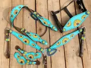 Valentine Day Western Leather Headstall and Breast Collar tack Set for the horse