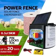 Solar Electric Fence Energiser Set Energizer Charger Tape Insulator Farm Tool AU