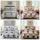 Floral Patchwork Bedspread Coverlet Set Queen King Size Quilted Bed Pillowcase