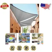 Heavy Duty 9' x 15' x 17.5' Grey Triangle Sun Shade Sail - UV & Waterproof