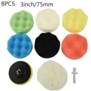 8Pcs 3 Polishing for PADS Sponge Waxing Foam Buffing Car Polisher For Drillling