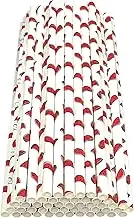 50Pcs Paper Drinking Straws, Biodegradable Paper Straws for Drinking Cocktail, Coffee, Cold Drinks (Fruit Pattern) (Watermelon Pattern)