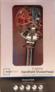 Mainstays 5-Setting Hand Held Shower Head W/hose Chrome Style NIB