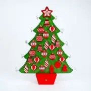 Tinsel Christmas Tree with Ornaments Wooden Advent Countdown Calender