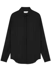 Saint Laurent Stripe and Logo-jacquard Silk Shirt - Black - 40 (UK12 / M) 40 (UK12 / M)