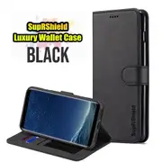 For Samsung Galaxy S8+ /Galaxy S8 Plus Case, SupRShield Wallet Leather Flip Magnetic Stand Case Cover (Black)