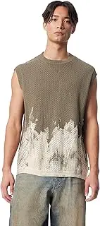 [Cross-eyed Moose] Men's Court Tank Sweater with Crew Neckline and Hem Side Slits Standard