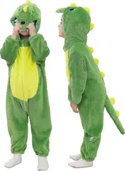 Tonwhar Toddler Infant Tiger Dinosaur Animal Fancy Dress Costume Hooded Romper Jumpsuit Green Dinosaur 100