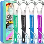 Cbiumpro 4-Pack Tongue Scraper, Metal Tongue Scraper for Adults & Kids, Durable