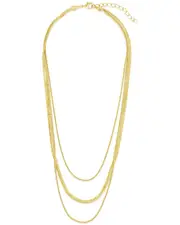 Sterling Forever 14K Plated Everly Layered Herringbone Chain Necklace