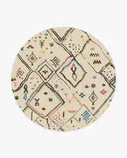 245' Round | Machine Washable Runner Rug | Kid & Pet Friendly | Indoor Rug | Pamir Ivory Multicolour Rug | Ruggable