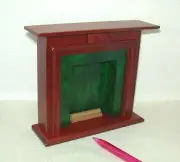 Miniature MAHOGANY Fireplace w/Green Surround: DOLLHOUSE 1:12 Scale