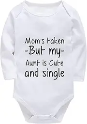 [WOOYONGING] Mom's Taken But My Aunt Is Cute And Single Home from Hospital Baby Girl Outfit Long Sleeve Baby Girl Rompers Whit