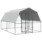 Andala Pets Chicken Cage with Roof and Door Silver Galvanised Steel