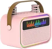 Karaoke Machine for Kids & Adults with Portable Bluetooth Speaker with Unpowered Cabinets, Wireless Mic, Party Lights for Boys, Girls, Family Home Parties (Pink)