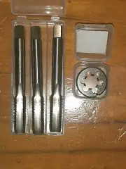 M12 x 1.5 RH HSS 3X Hand Tap set taper I bott+1" OD HSS split adjust die button