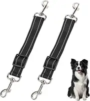 2 Pcs Dog Collar Clips, Adjustable Dog Collar Connector with Reflective Nylon, Collar to Harness Safety Link for Attaching Dog Harness to Collar Safety Clip