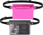 CADONO 2-Pack Waterproof Pouch with Adjustable Waist Strap | Screen Touch Sensitive Dry Bag, Keep Your Phone and Valuables Dry, Perfect for Swimming Kayaking Boating Fishing Beach Diving (Gray+Pink)