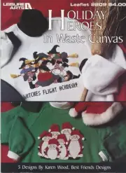 Leisure Arts Holiday Heroes In Waste Canvas Counted Cross Stitch Leaflet