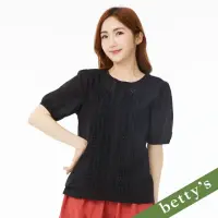 在飛比找momo購物網優惠-【betty’s 貝蒂思】圓領蕾絲小澎袖上衣(黑色)