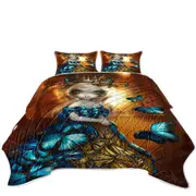 Beautiful Monarch and Blue Morpho Butterflies Queen Coverlet
