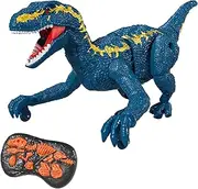 TEMI Remote Control Dinosaur Toy for Boys 3+, Rc Jurassic Velociraptor with Electric Skills, Sounds and Lights, Rechargeable Electric Dino Robot Kids Gift