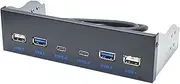 USB 3.0 Front Panel for Desktop 5.25In CD-ROM Drive Bay USB3.0/3.2 19Pin USB2.0 9Pin to 2X USB Type C+2X USB3.0+2xUSB2.0