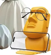 [Generic] Easter Island Head Statue, Unique Stone Man Head Statue Glasses Stand, Eyewear Display Room Decoration for Nightstand Desktop Bookshelf