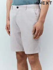Stone Linen Rich Elasticated Waist Chino Shorts (AL5234) | $47